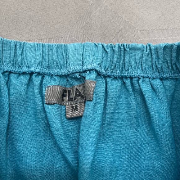 Flax Blue Linen Elastic Waist Wide Leg Pants Size Medium - Picture 3 of 8